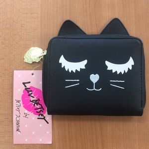 Betsey Johnson Wallet NWT Black Cat Face